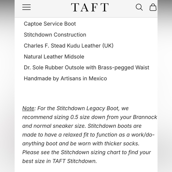 Taft. Size 13 (buy 1/2 size down) NWT! The Taft Stitchdown Legacy Boot in Nutmeg - Picture 16 of 16